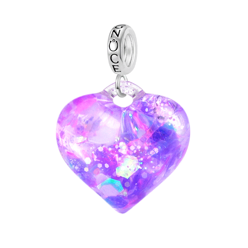 Purple Glitter Heart Pendant