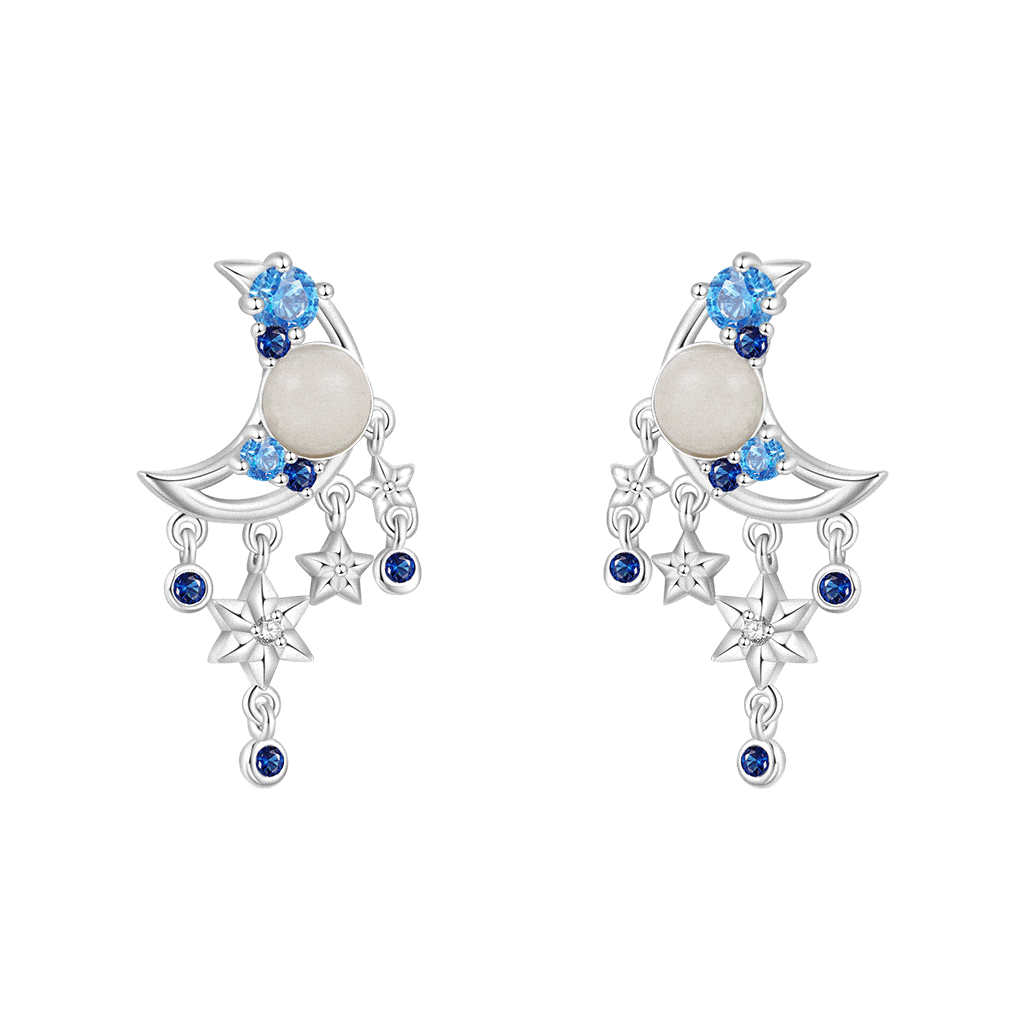 Sparkling Moon Stud Earrings