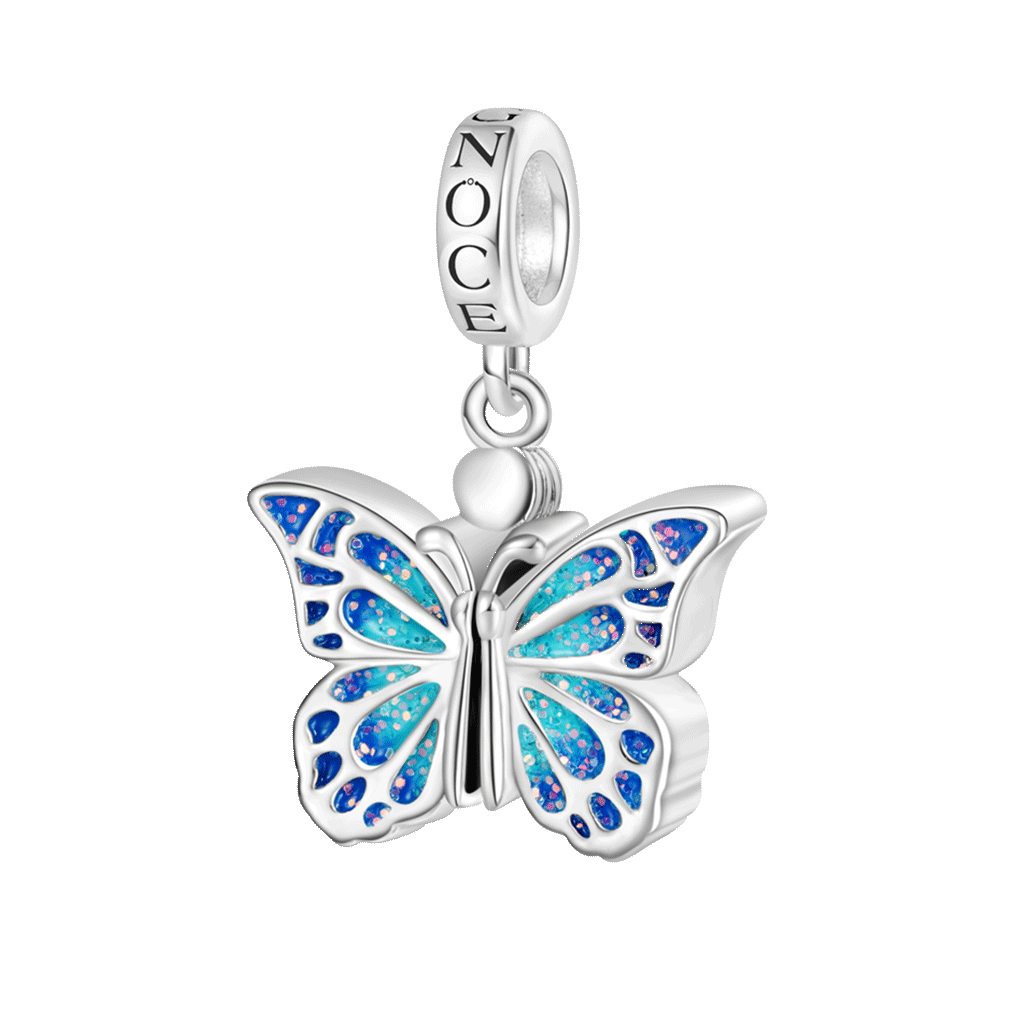 Blue Butterfly Vibrating Wings Pendant