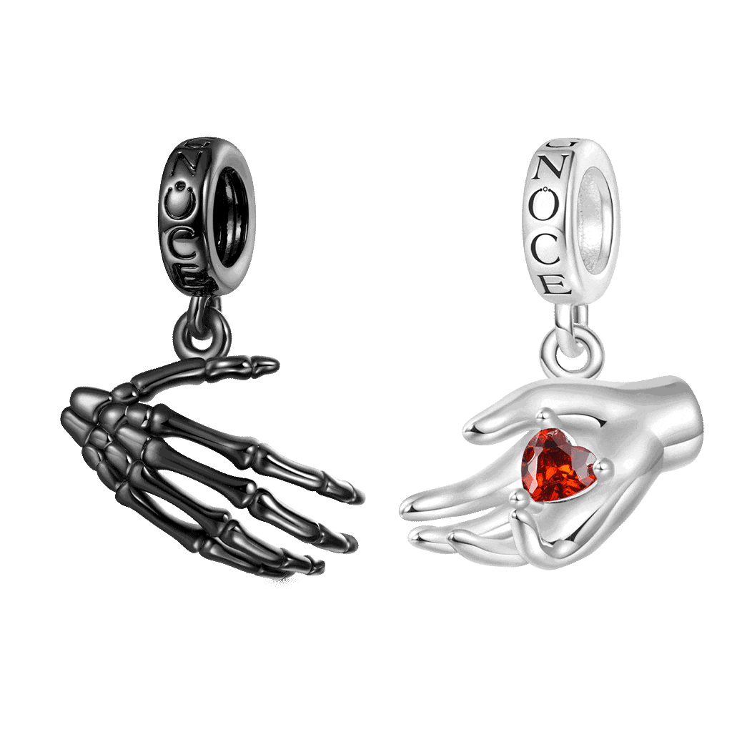 Halloween Skull Handshake Double Pendant