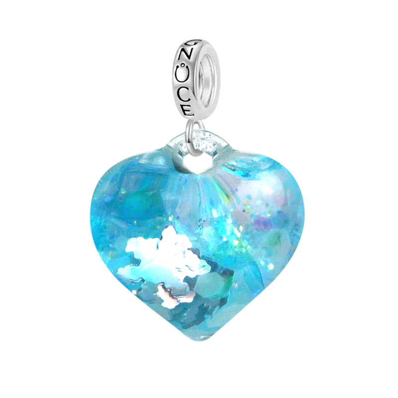 Blue Glitter Heart Pendant