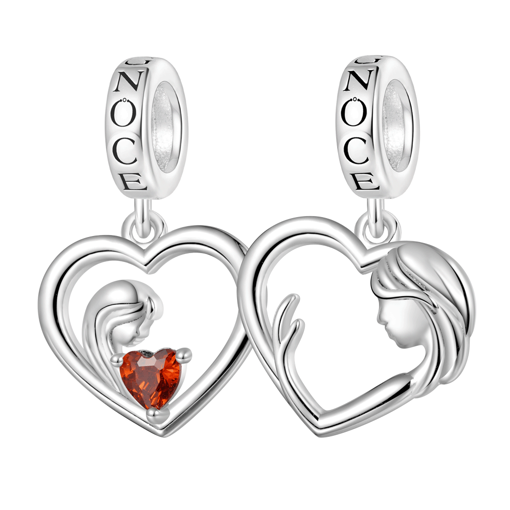 Mother Hug Daughter Heart Double Pendant