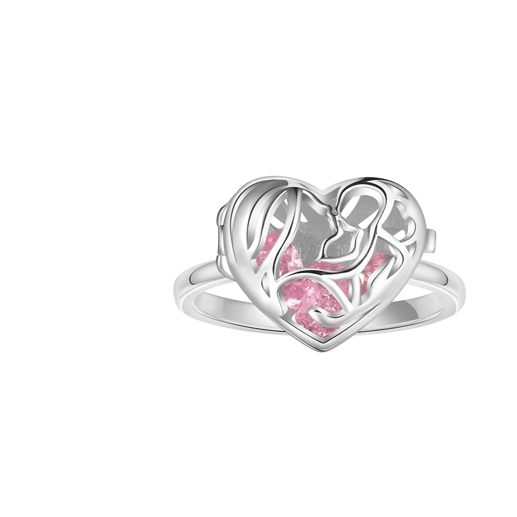 Openable Hollow Heart with Diamond Ring