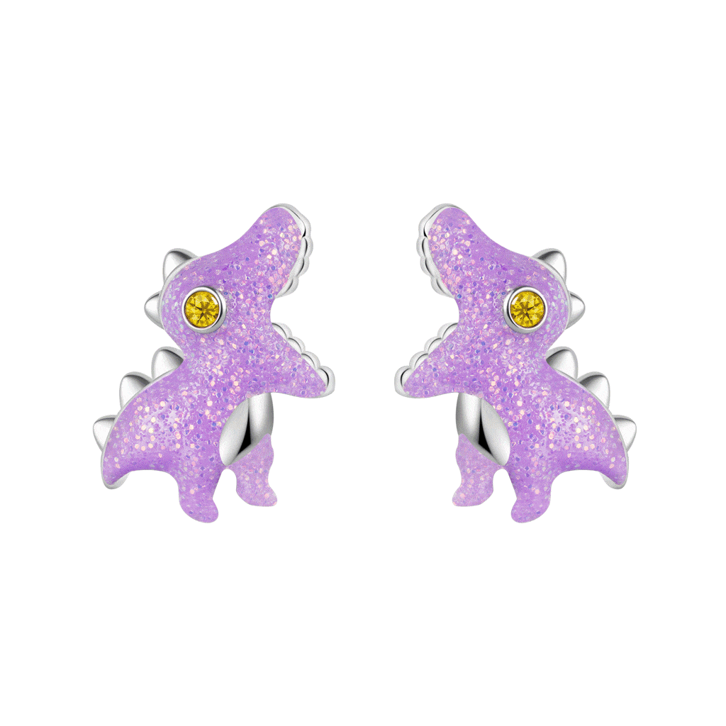 Purple Tyrannosaurus Dinosaur Stud Earrings