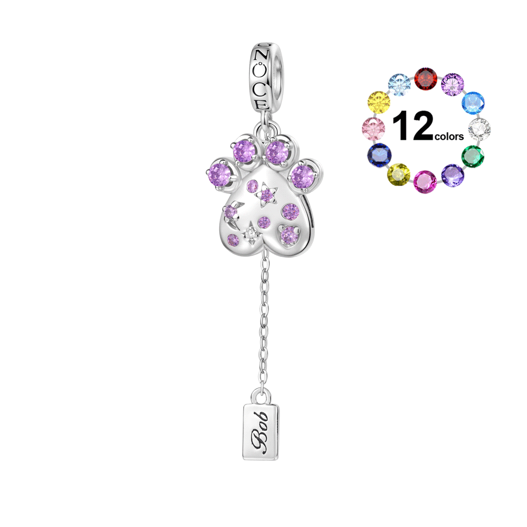 Pet Paw Birthstone Pendant