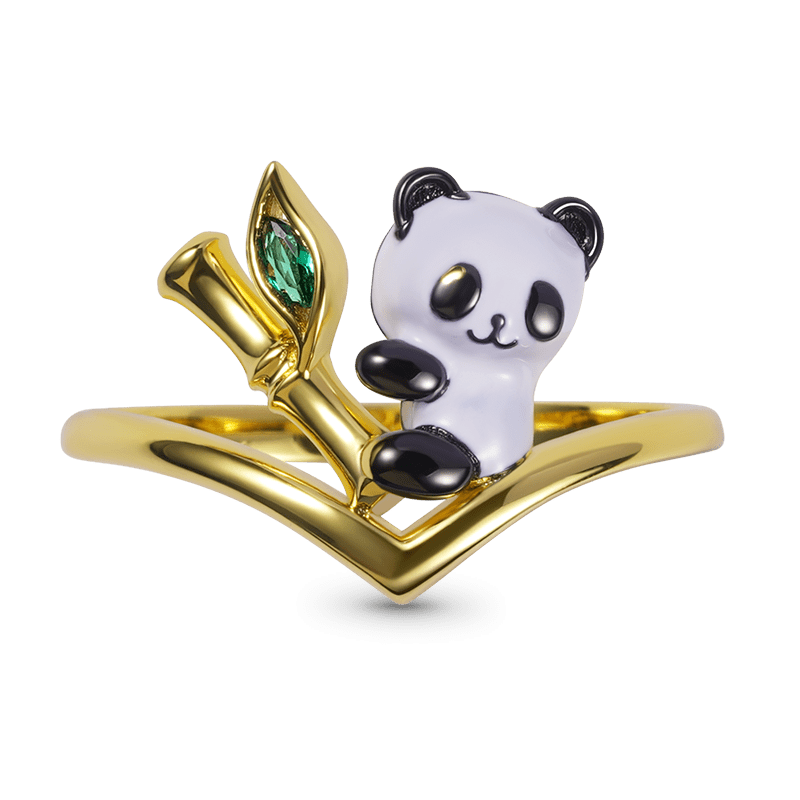 Panda Loves Bamboo V Ring