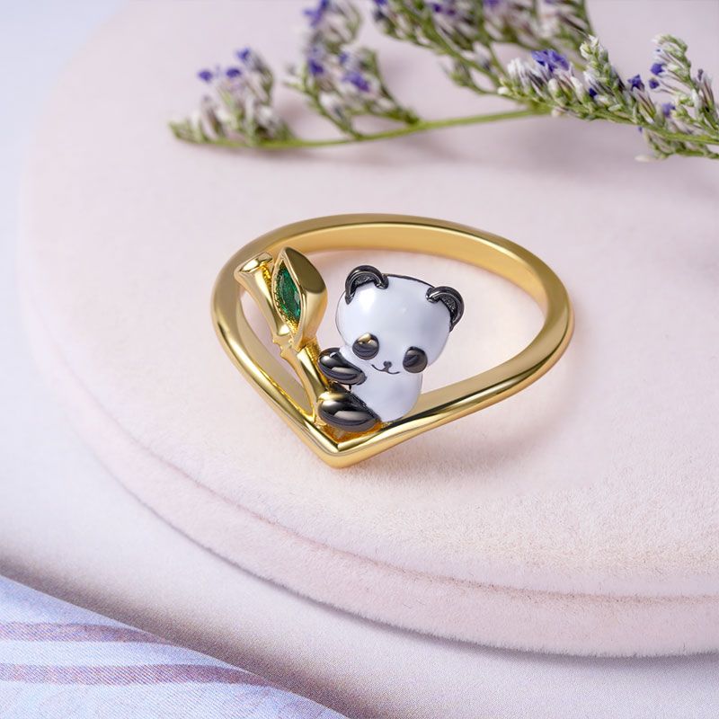 Panda Loves Bamboo V Ring