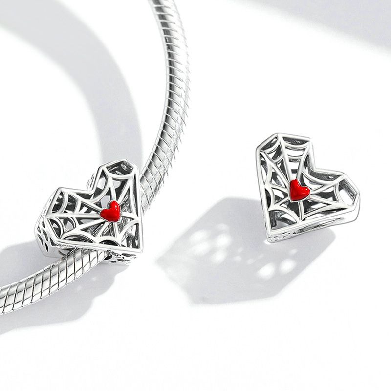 Spider Web Heart Charm