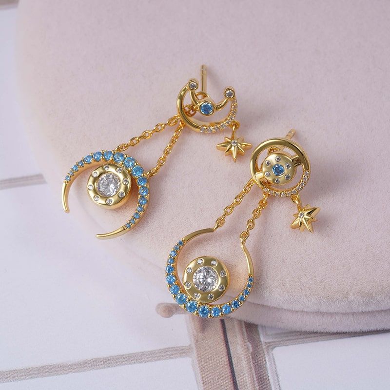 Star Moon Dangle Earrings