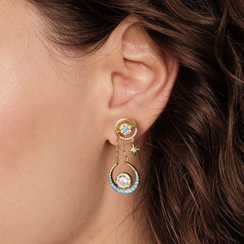 Star Moon Dangle Earrings