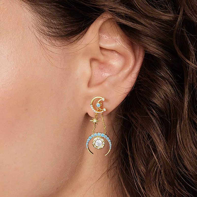 Star Moon Dangle Earrings