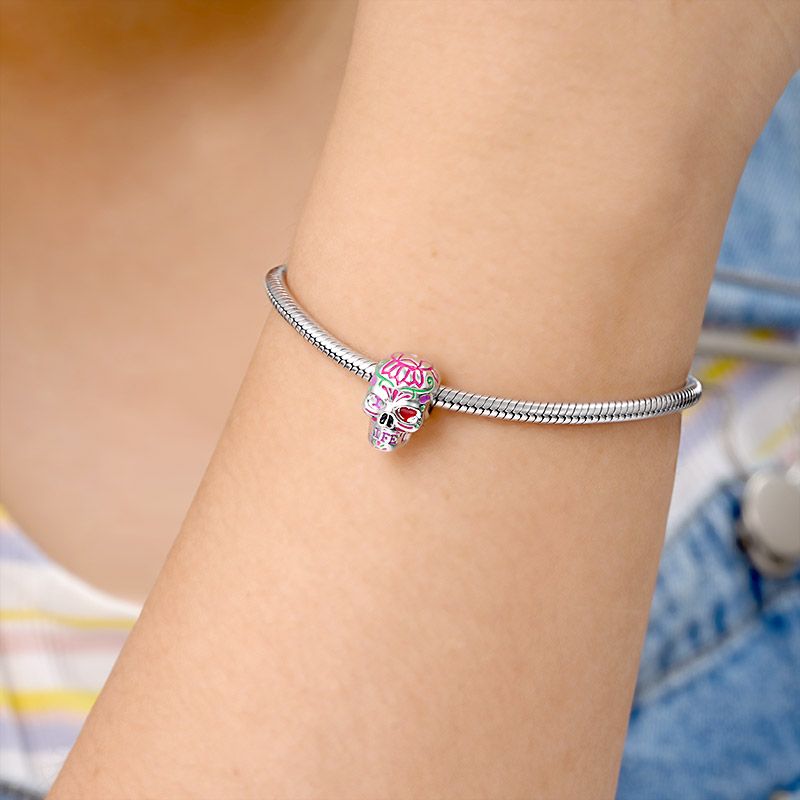 Flower Skull Charm