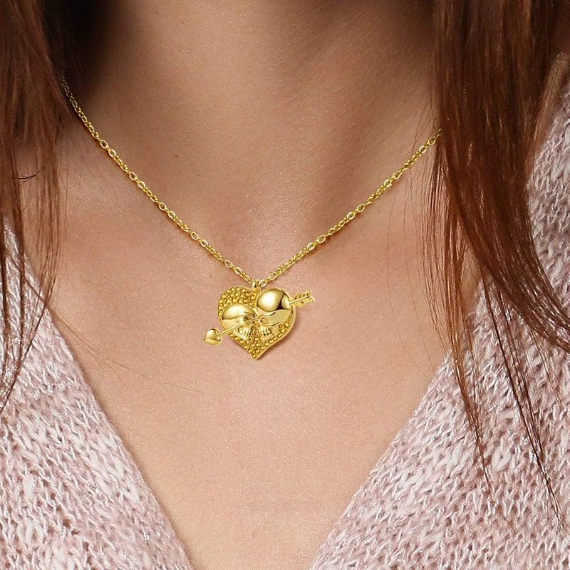 Arrow Through Heart Skull Necklace