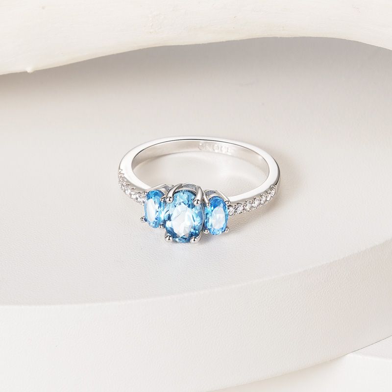 Sky Blue Three-Stone Ring