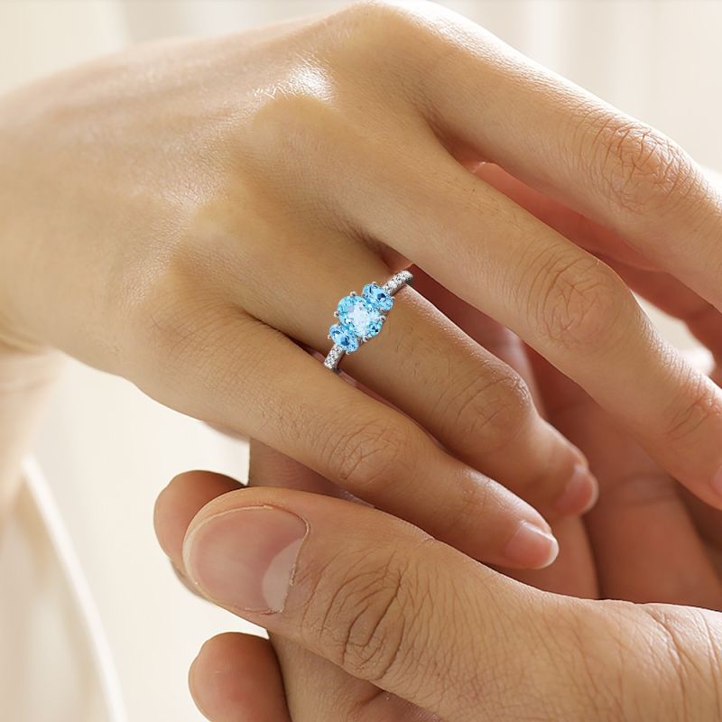 Sky Blue Three-Stone Ring