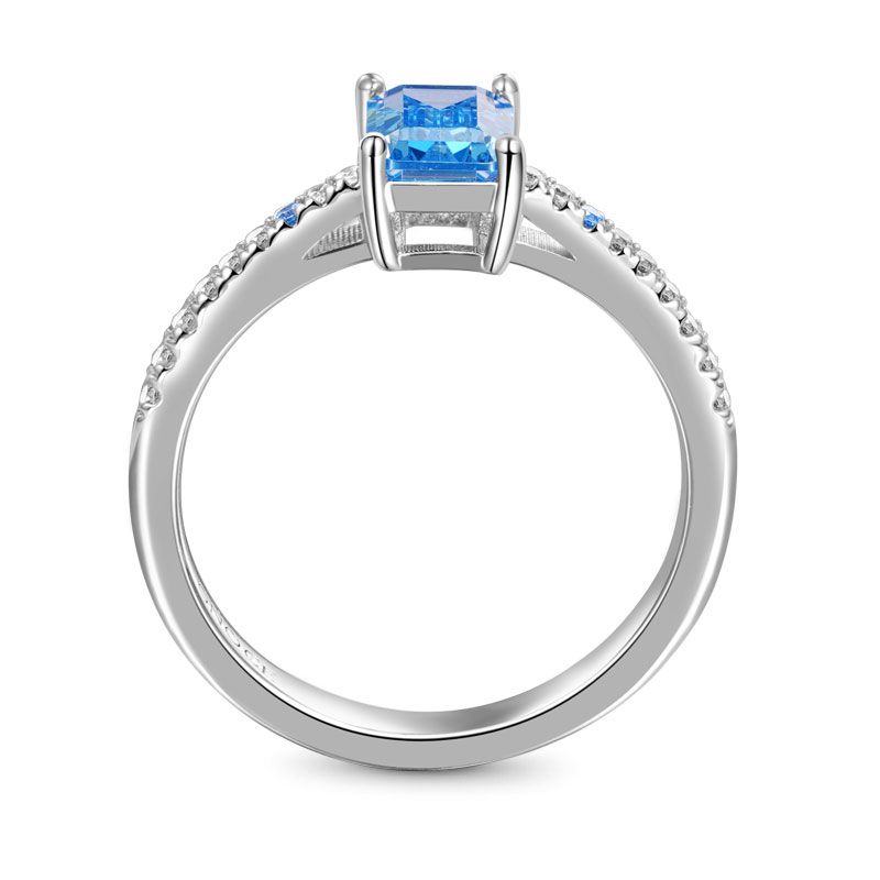 Blue Rectangle-Cut Ring