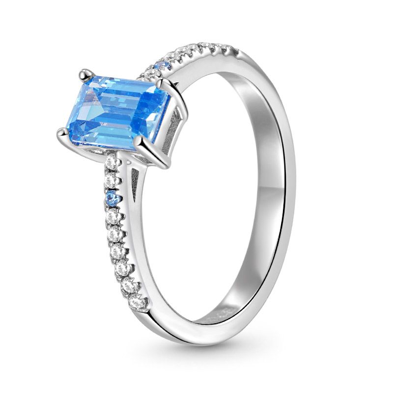 Blue Rectangle-Cut Ring