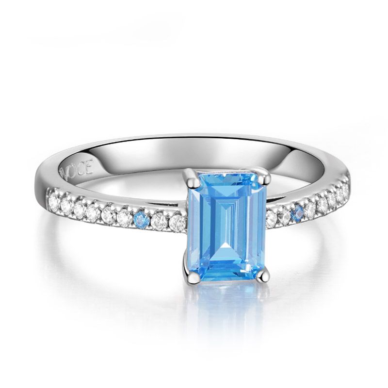 Blue Rectangle-Cut Ring