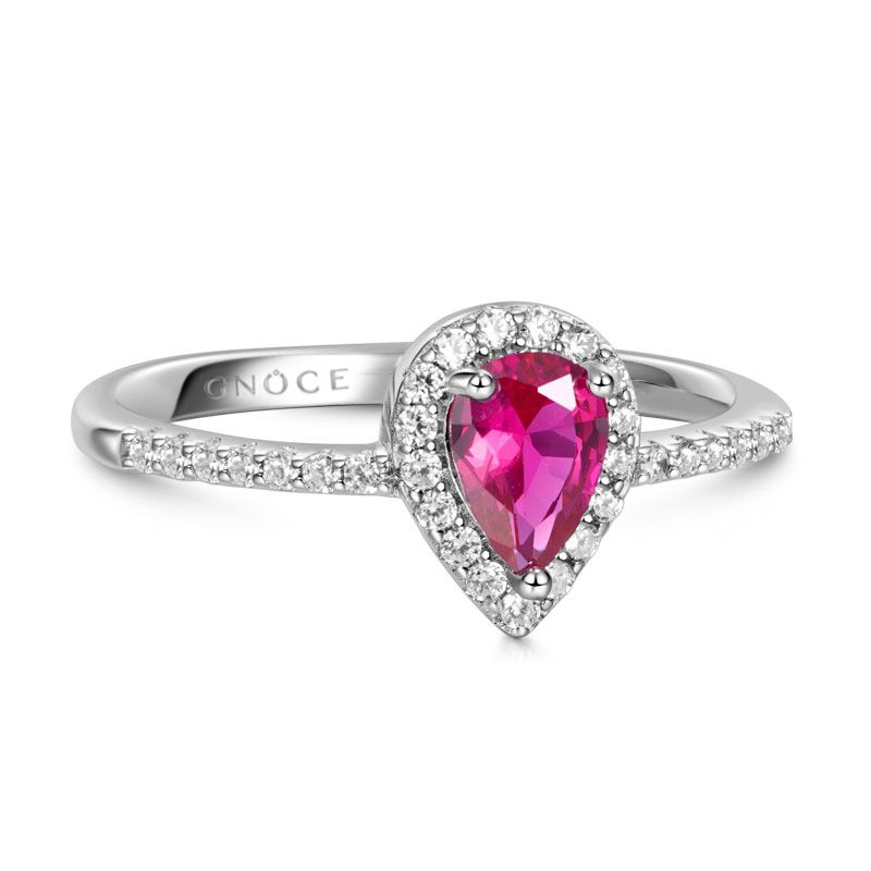 Fuxia Teardrop Halo Ring