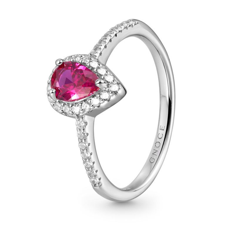 Fuxia Teardrop Halo Ring