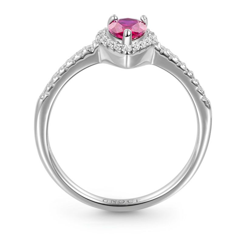 Fuxia Teardrop Halo Ring