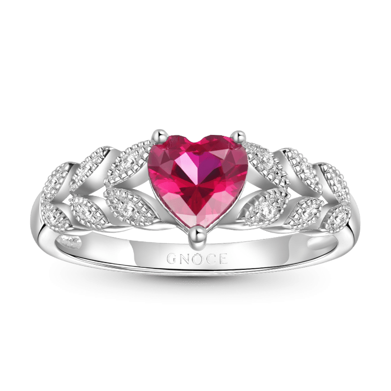 Three Prong Heart Garnet Ring