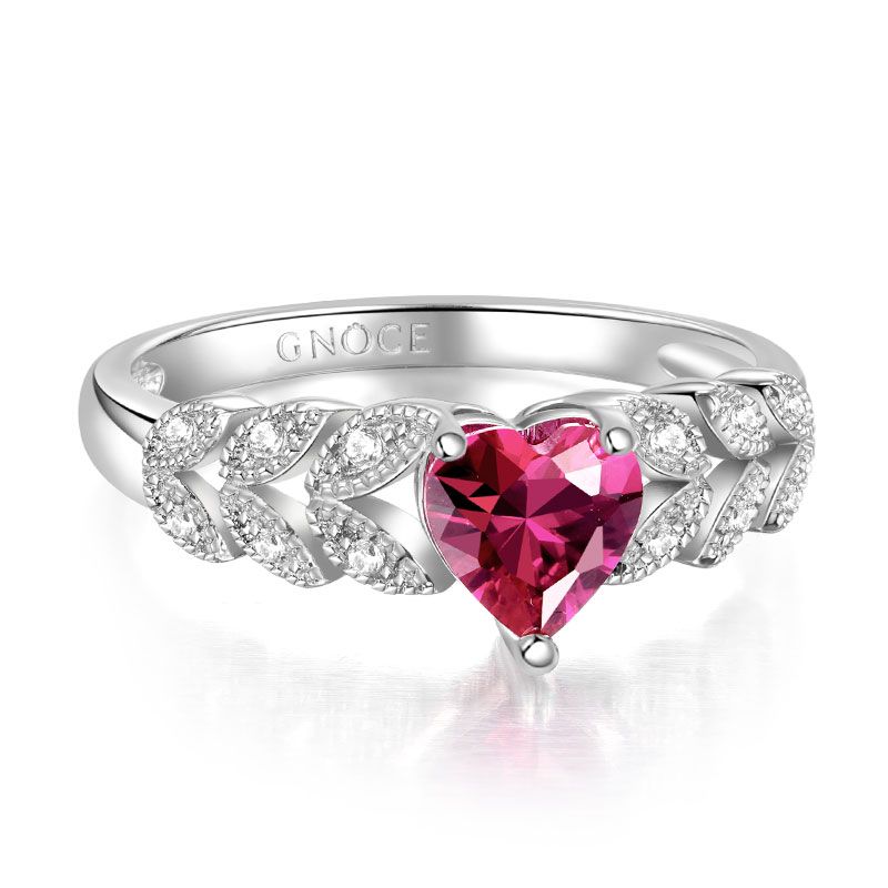 Three Prong Heart Garnet Ring