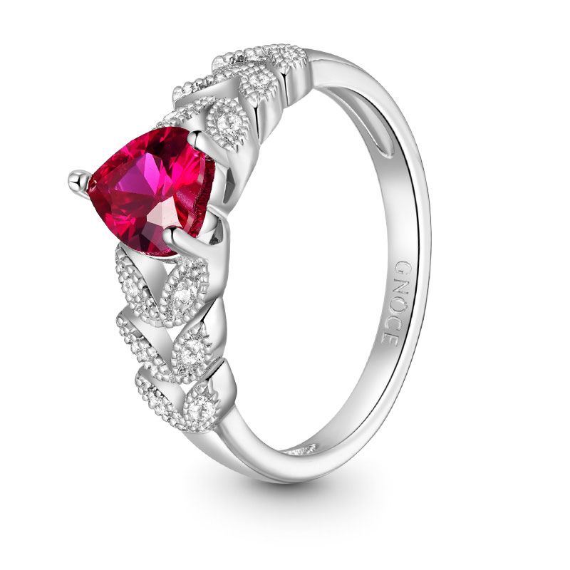 Three Prong Heart Garnet Ring