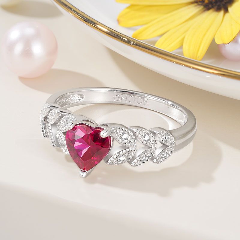 Three Prong Heart Garnet Ring