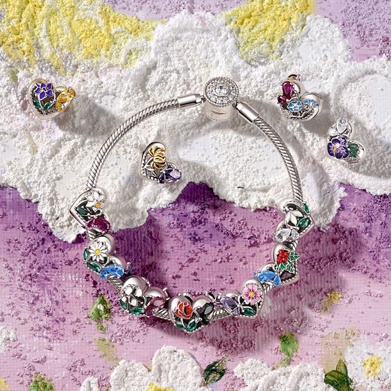 Flower Heart Charm