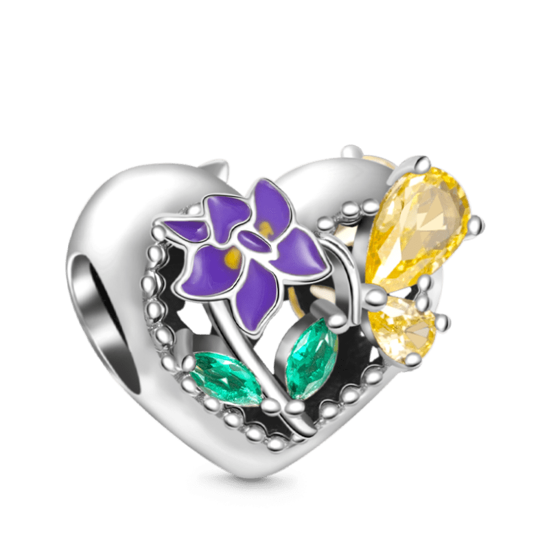 Flower Heart Charm