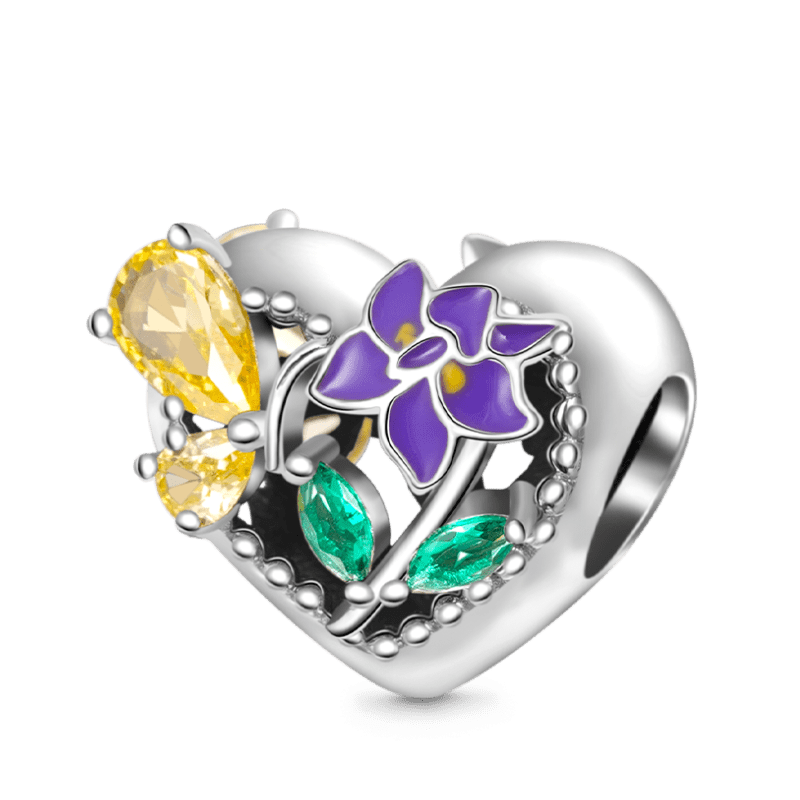 Flower Heart Charm