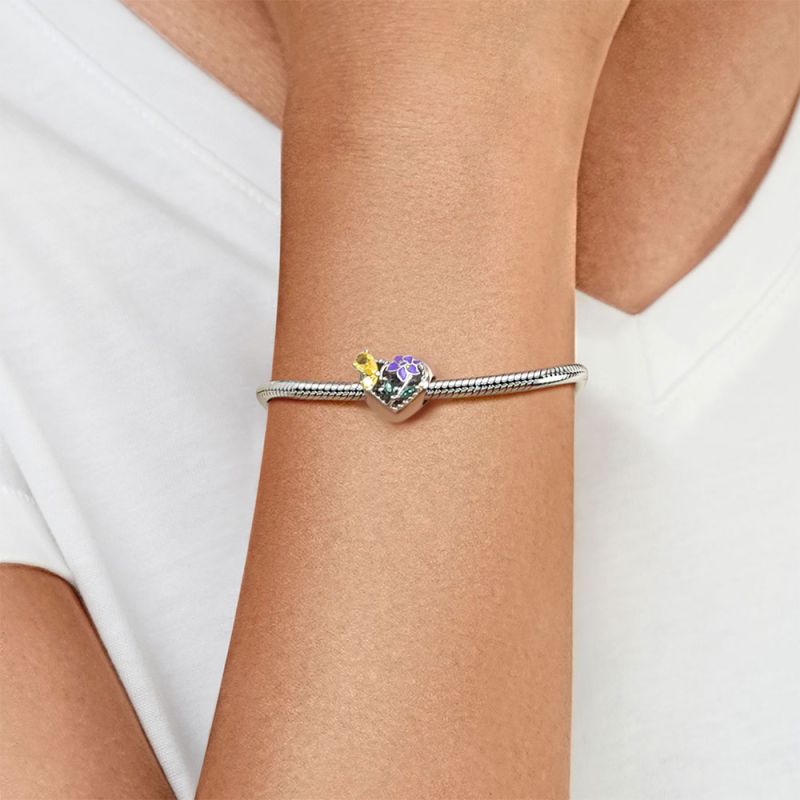 Flower Heart Charm