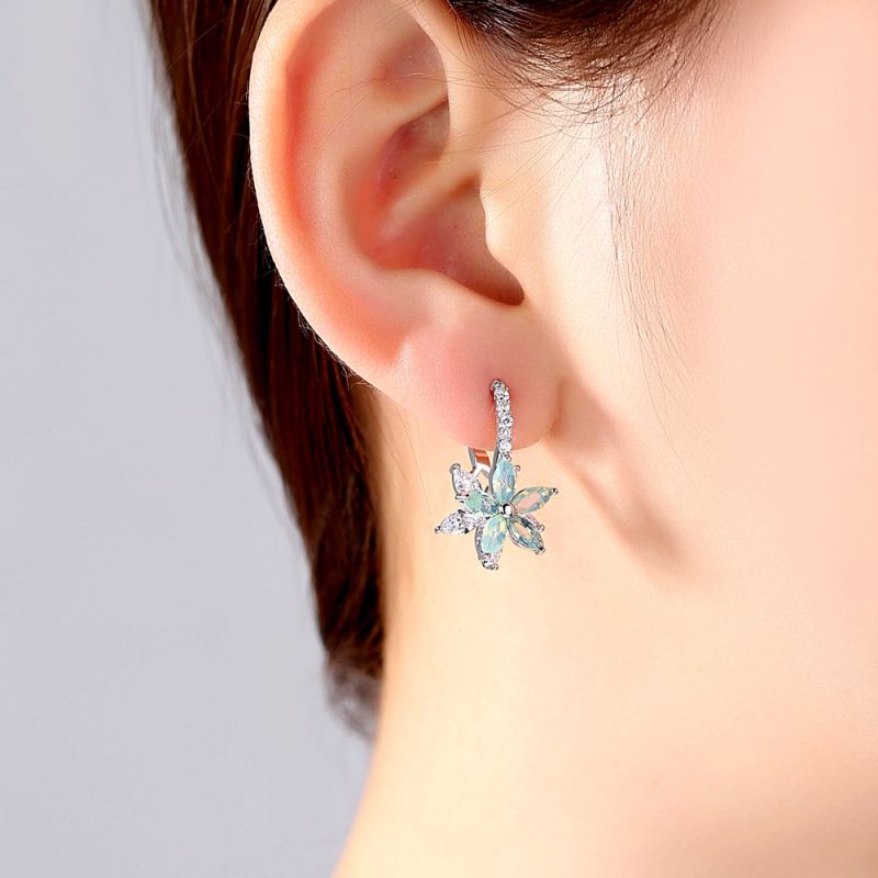 Crystal Flower Dangle Earrings