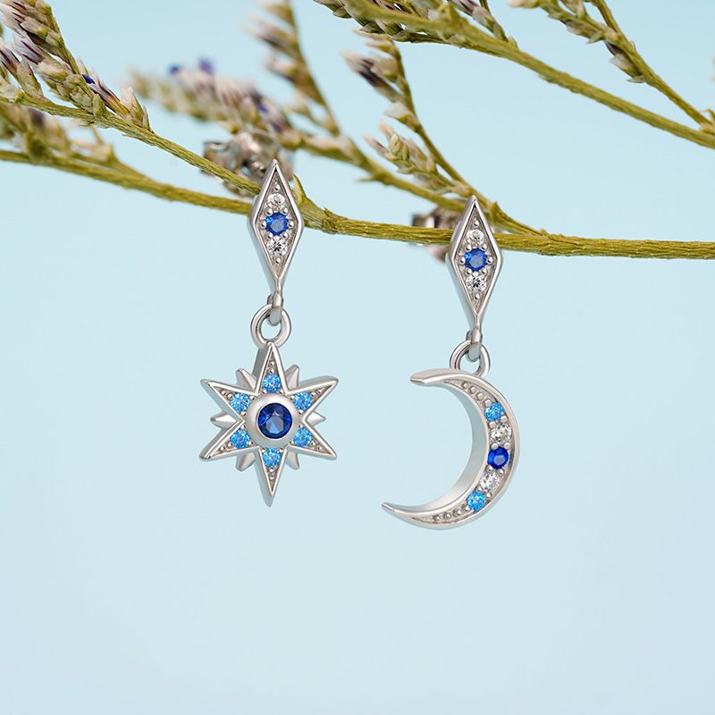 Moon Star Dangle Earrings