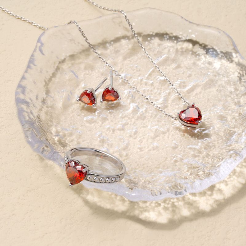 Birthstone Heart Stud Earrings