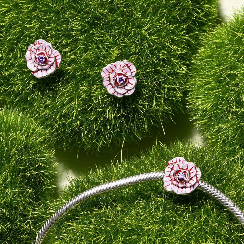 Pink Rose Stud Earrings