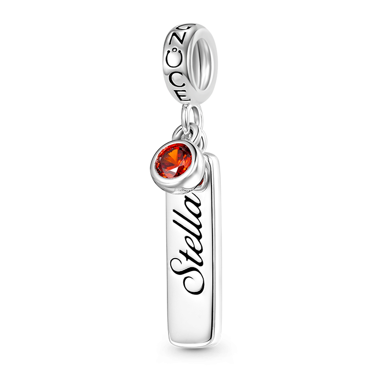 Bar Birthstone Engravable Pendant