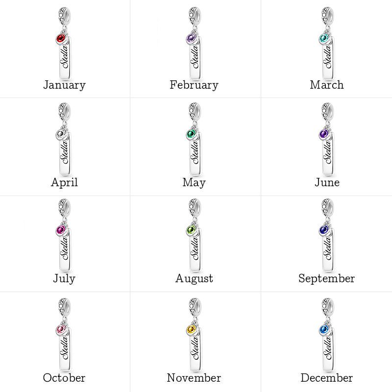 Bar Birthstone Engravable Pendant