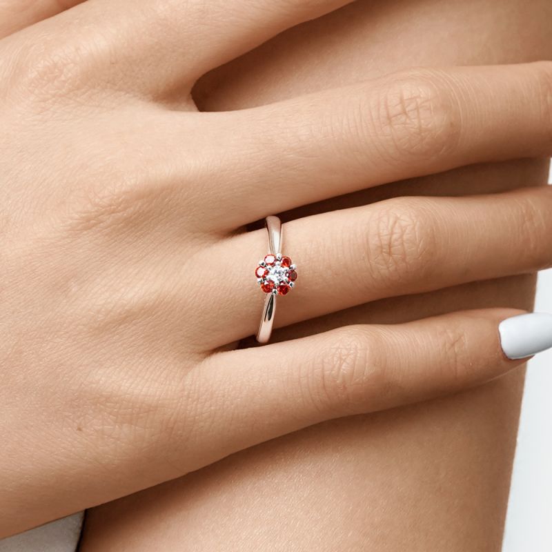 Birthstone Flower Ring