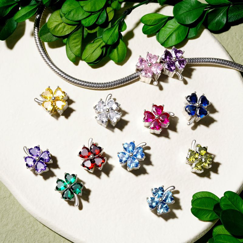 Lucky Clover Birthstone Charm