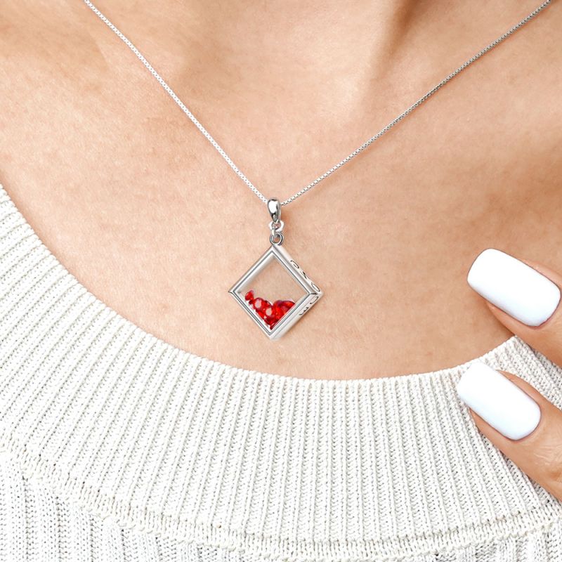 Square-shape Birthstone Necklace