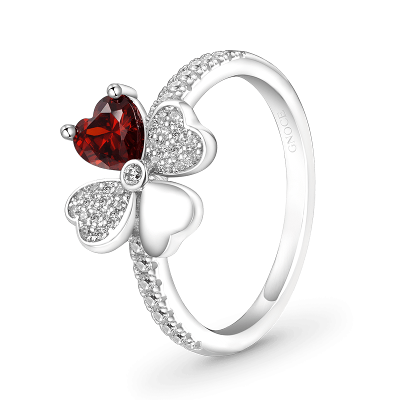 Four Leaf Clover Birthstone Ring