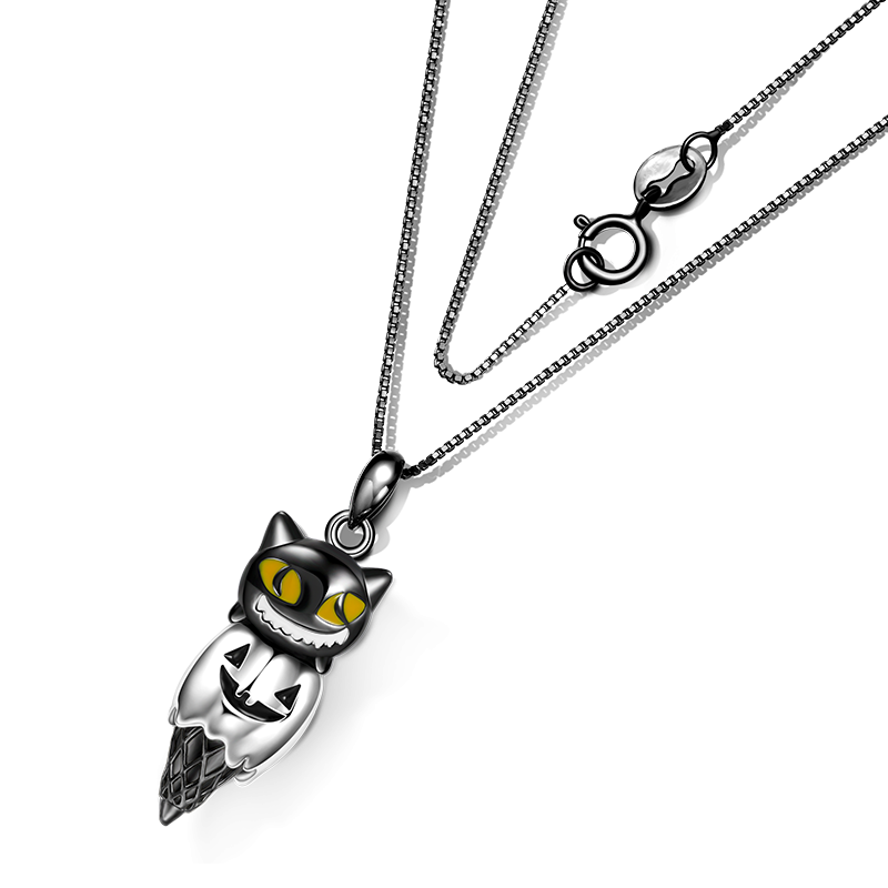 Cat & Pumpkin Cone Necklace