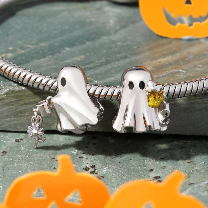 Ghost Drinking Beer Charm