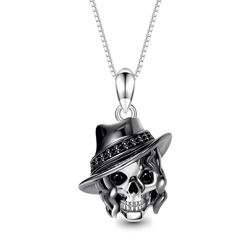 Skull with Hat Necklace