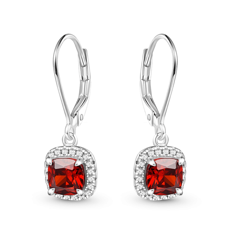 Square Birthstone Dangle Earrings