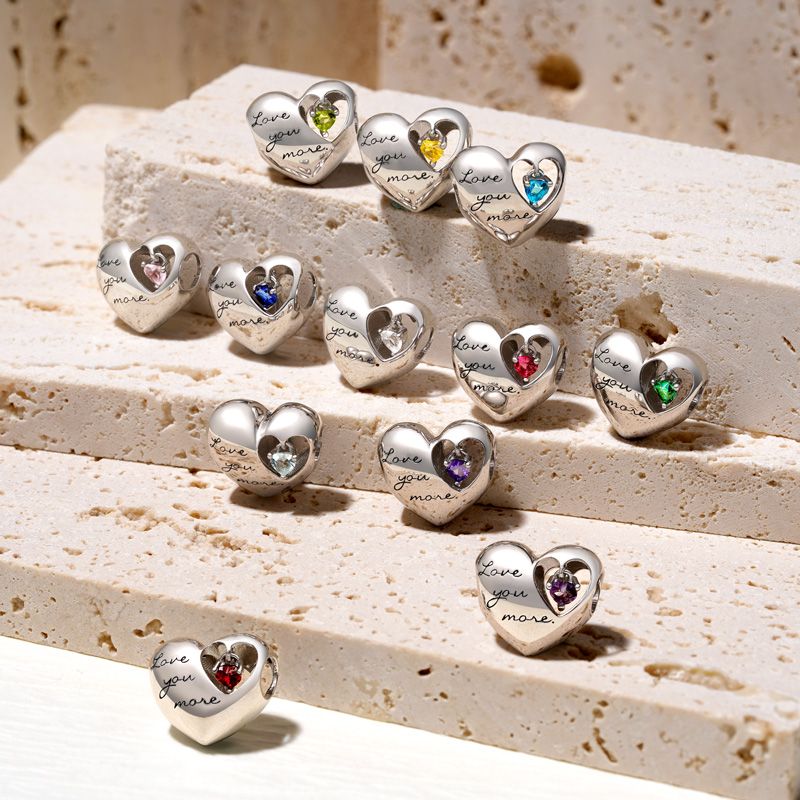Love Heart Birthstone Charm