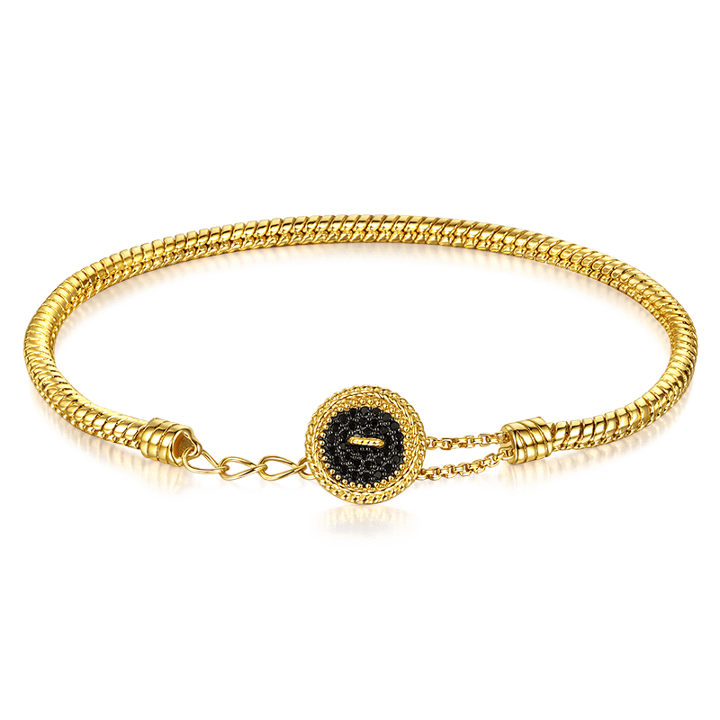 Black Button Basic Bracelet
