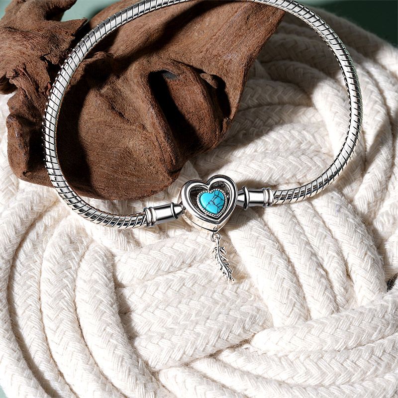 Heart Lock Feather Bracelet